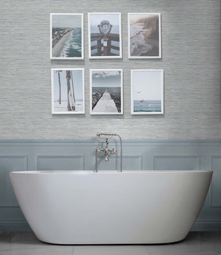 Faux grasscloth peel and stick wallpaper bathtub NW44708 from NextWall