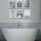 Faux grasscloth peel and stick wallpaper bathtub NW44708 from NextWall