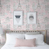 Paris peel and stick wallpaper bedroom NW44801 from NextWall