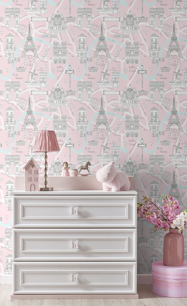 Paris peel and stick wallpaper bedroom NW44801 from NextWall
