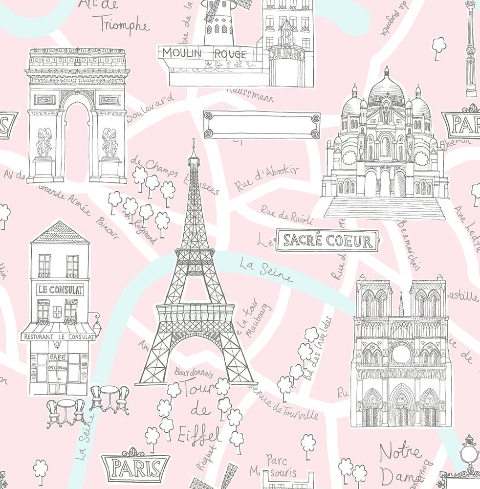 Paris Scene Peel and Stick Removable Wallpaper