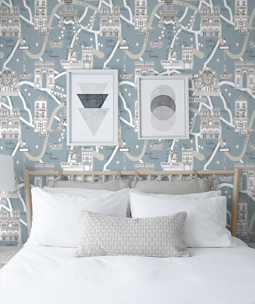 Paris peel and stick wallpaper bedroom NW44802 from NextWall