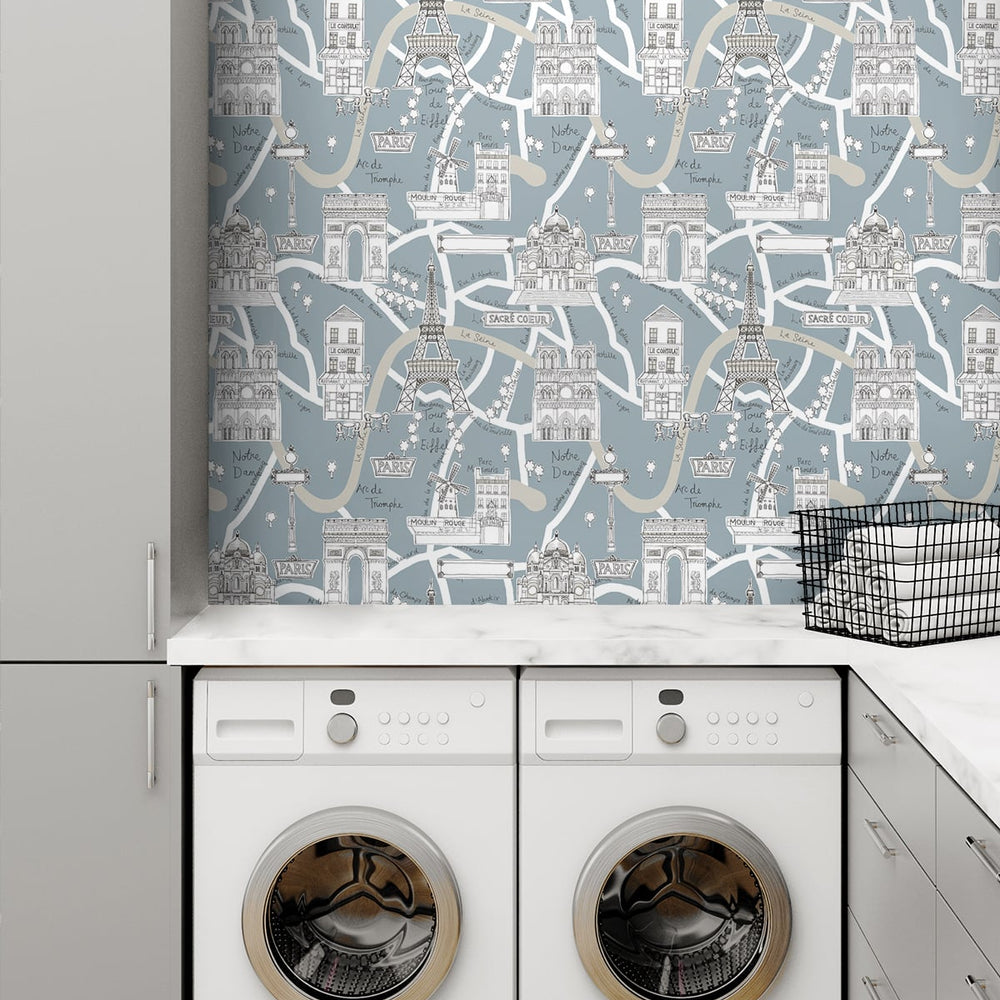 
                  
                    Paris peel and stick wallpaper laundry room NW44802 from NextWall
                  
                