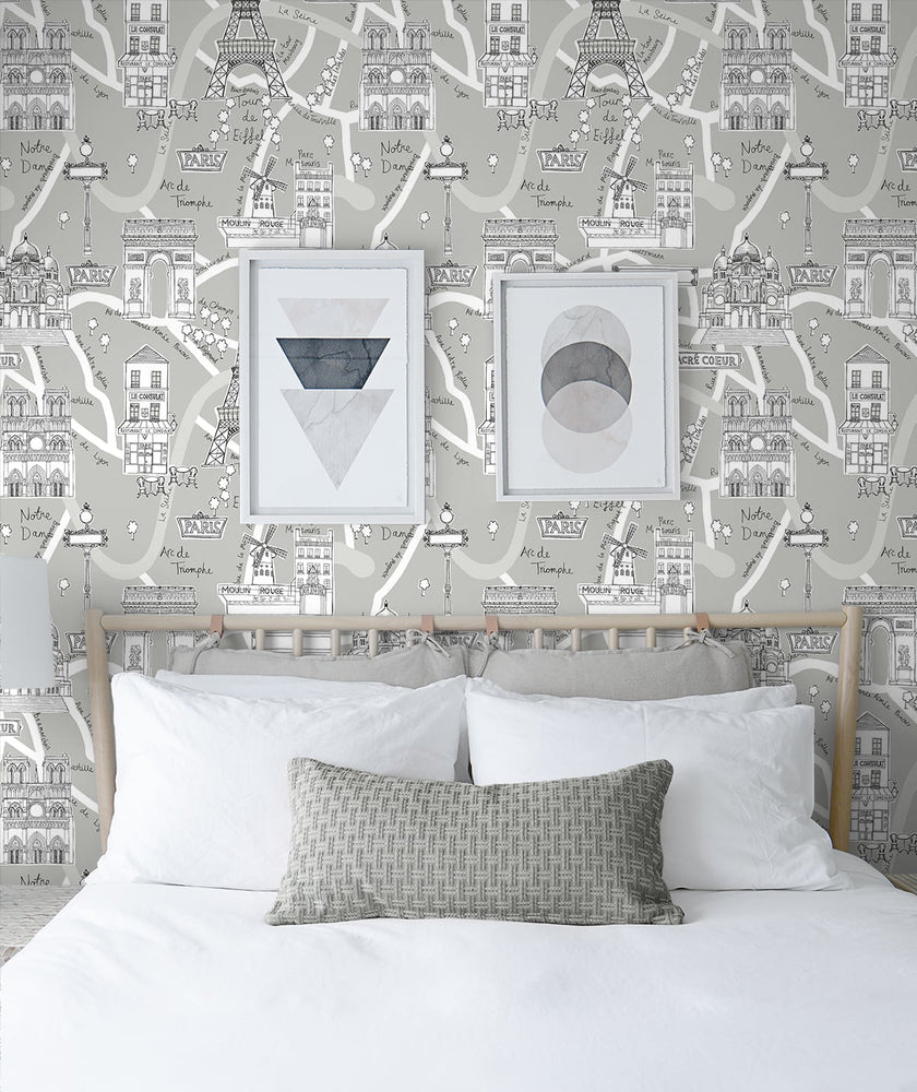 Paris peel and stick wallpaper bedroom NW44808 from NextWall