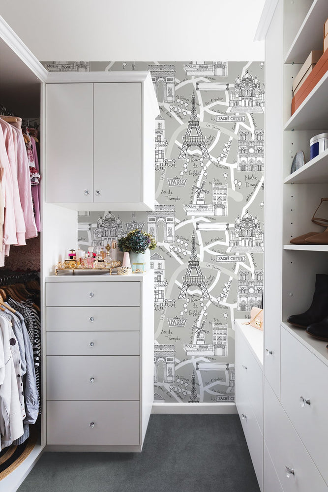 Paris peel and stick wallpaper closet NW44808 from NextWall