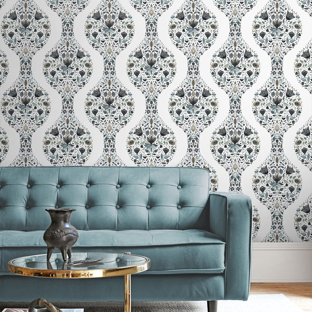 
                  
                    Floral peel and stick wallpaper living room NW45000 from NextWall
                  
                