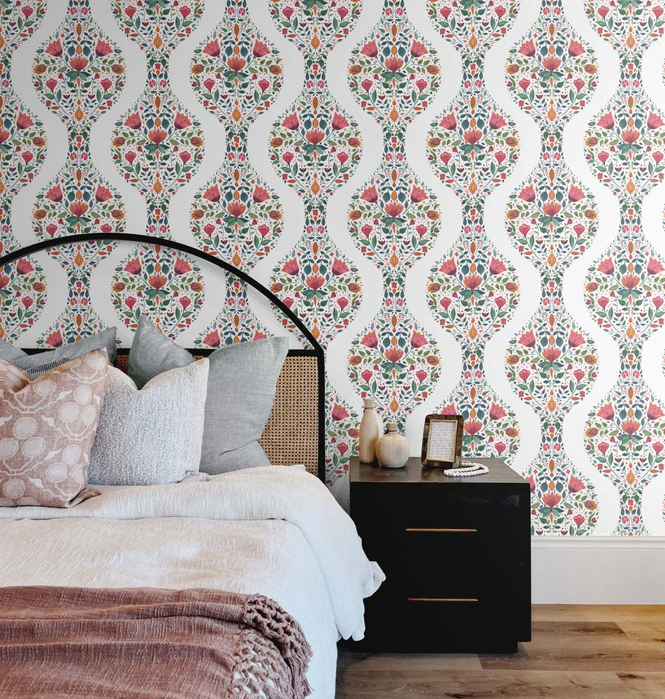 Floral peel and stick wallpaper bedroom NW45001 from NextWall