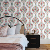 Floral peel and stick wallpaper bedroom NW45001 from NextWall