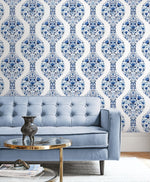 Floral peel and stick wallpaper living room NW45002 from NextWall