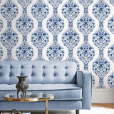 Floral peel and stick wallpaper living room NW45002 from NextWall