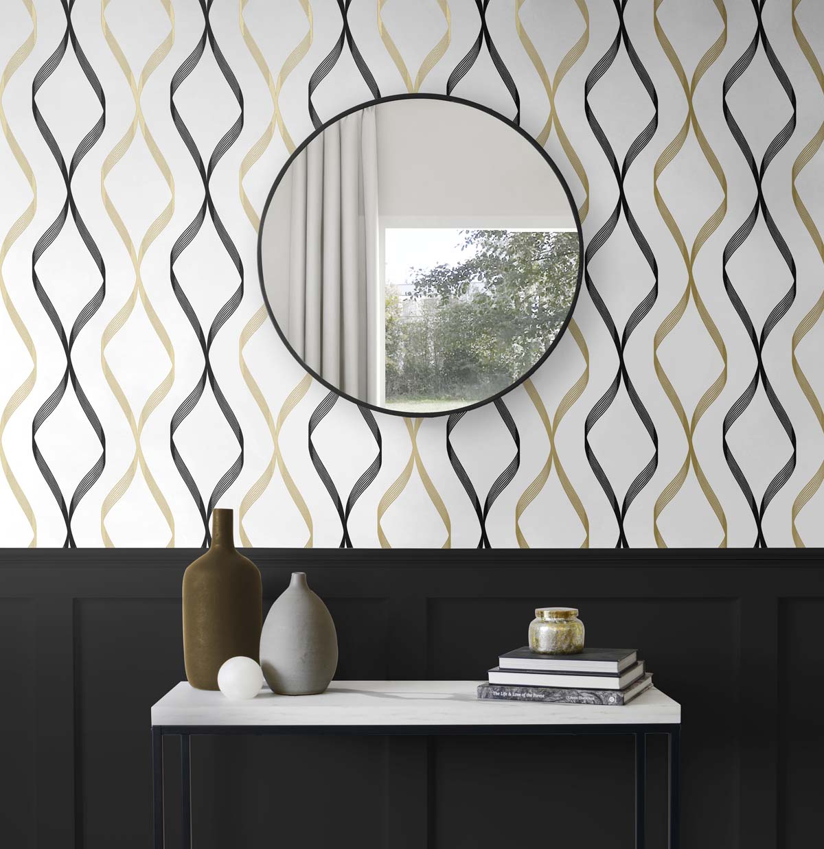 Ogee peel and stick wallpaper decor NW45100 from NextWall