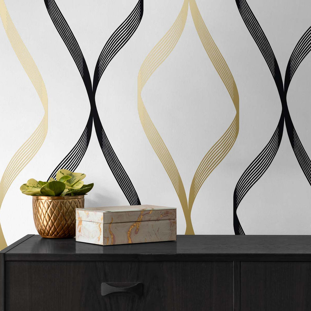 
                  
                    Ogee peel and stick wallpaper accent NW45100 from NextWall
                  
                