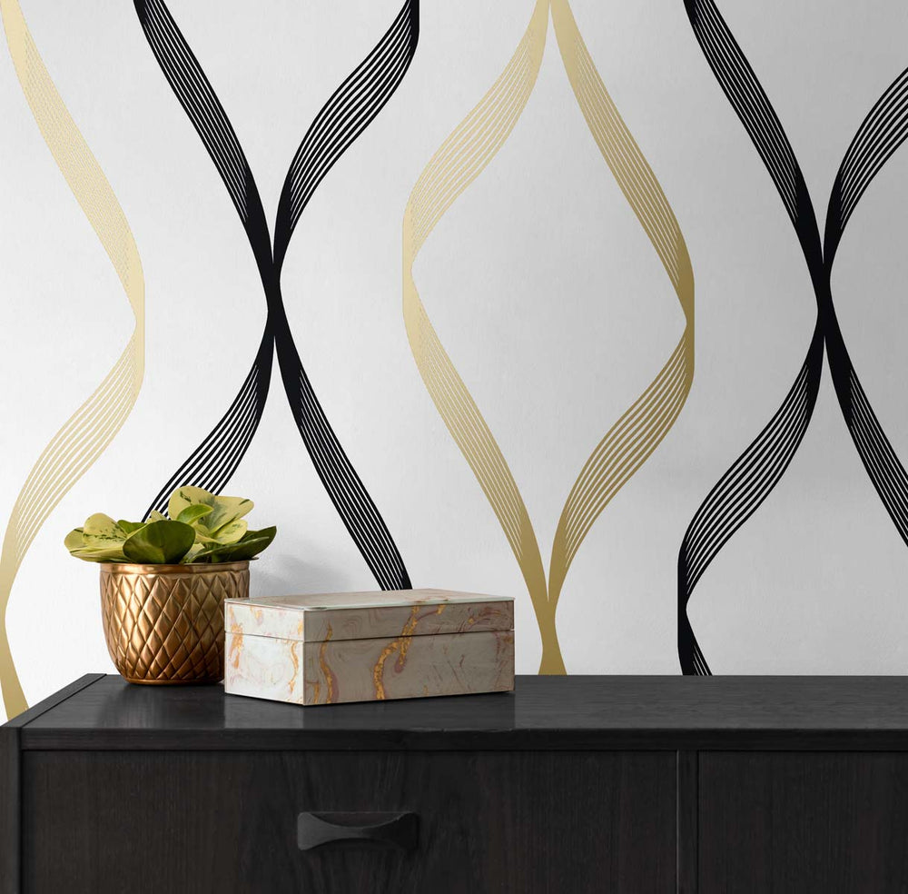 Ogee peel and stick wallpaper accent NW45100 from NextWall