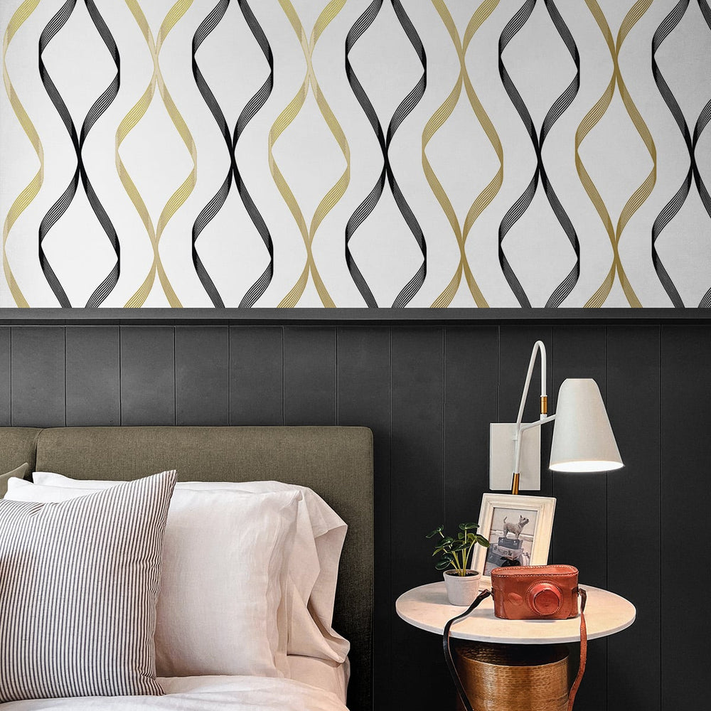 
                  
                    Ogee peel and stick wallpaper bedroom NW45100 from NextWall
                  
                