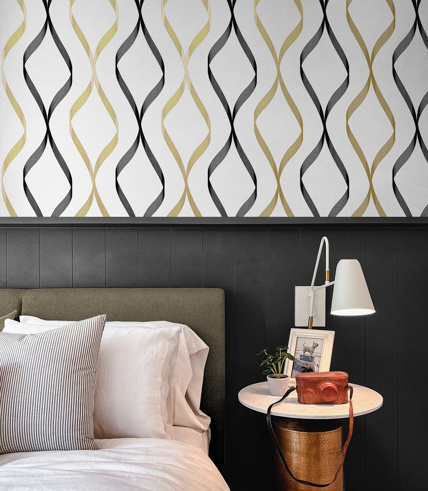 Ogee peel and stick wallpaper bedroom NW45100 from NextWall