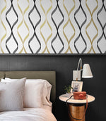 Ogee peel and stick wallpaper bedroom NW45100 from NextWall