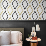 Ogee peel and stick wallpaper bedroom NW45100 from NextWall