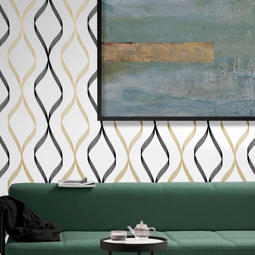 
                  
                    Ogee peel and stick wallpaper living room NW45100 from NextWall
                  
                