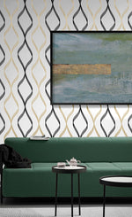 Ogee peel and stick wallpaper living room NW45100 from NextWall