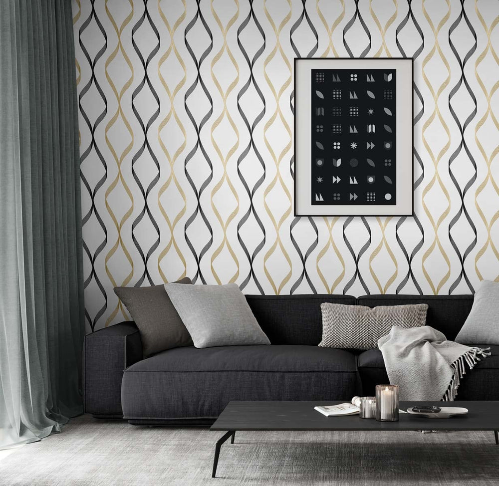 Ogee peel and stick wallpaper family room NW45100 from NextWall