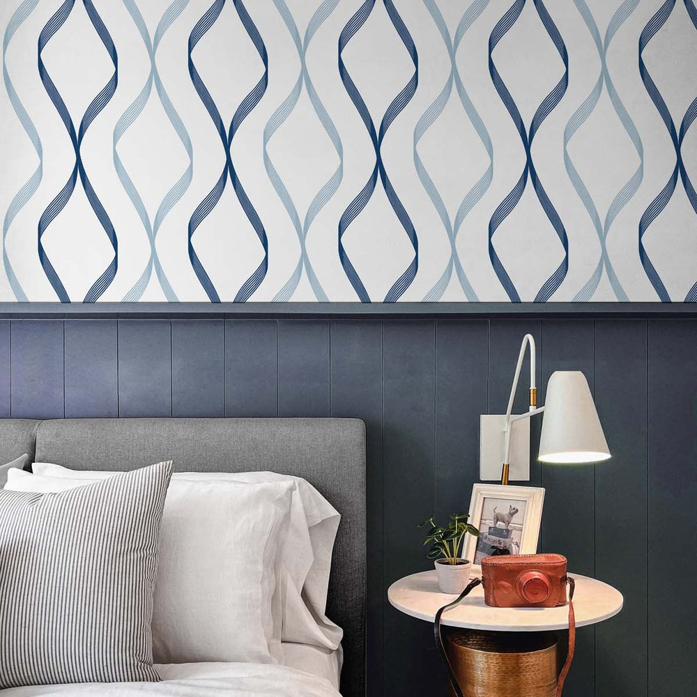 
                  
                    Ogee peel and stick wallpaper bedroom NW45102 from NextWall
                  
                