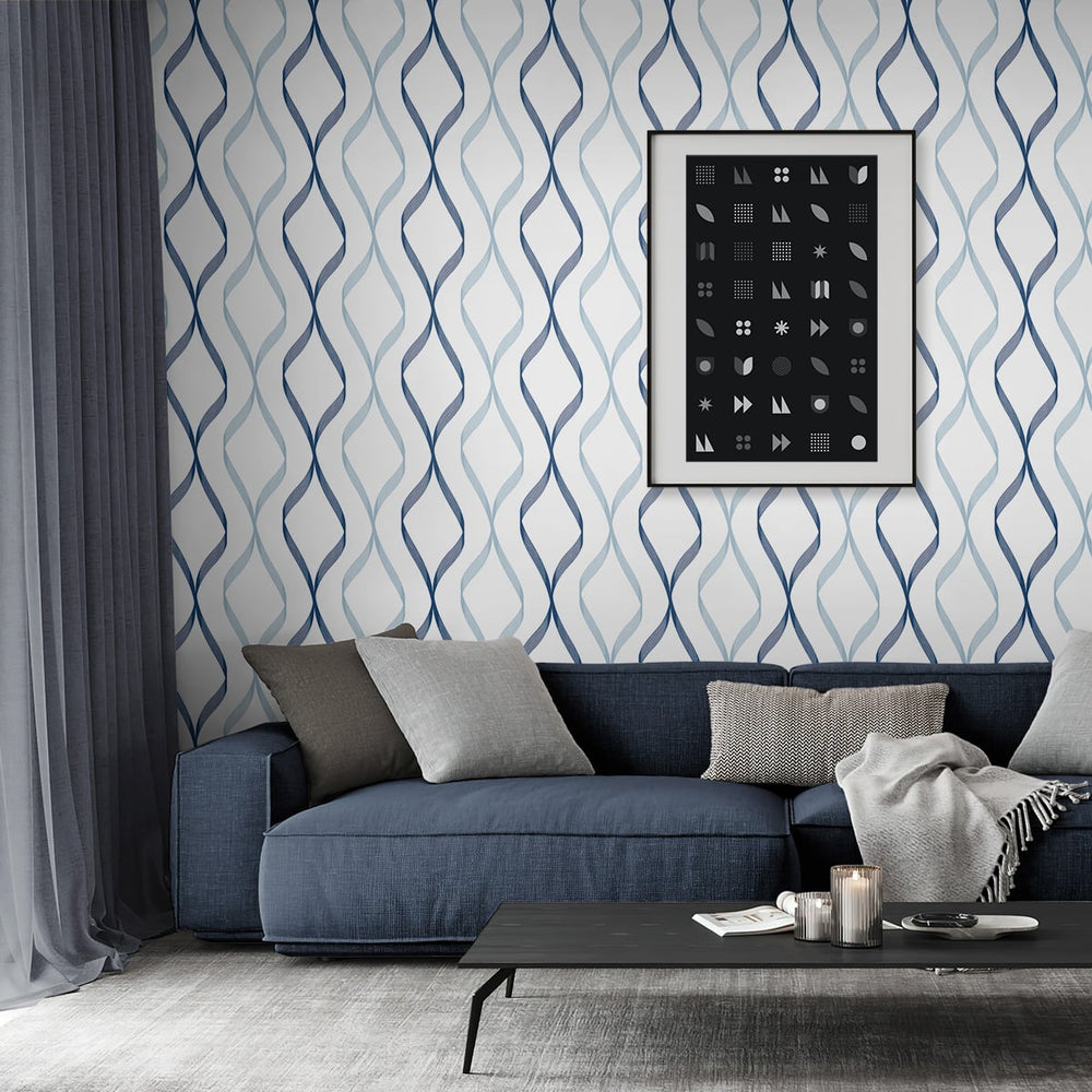 
                  
                    Ogee peel and stick wallpaper living room NW45102 from NextWall
                  
                