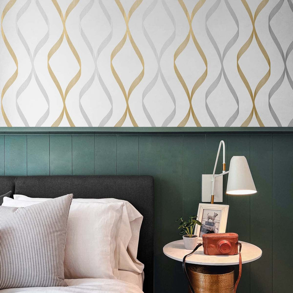 
                  
                    Ogee peel and stick wallpaper bedroom NW45105 from NextWall
                  
                