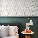 Ogee peel and stick wallpaper bedroom NW45105 from NextWall