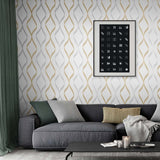 Ogee peel and stick wallpaper living room NW45105 from NextWall