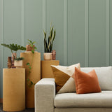 Board and batten peel and stick wallpaper living room NW45204 from NextWall