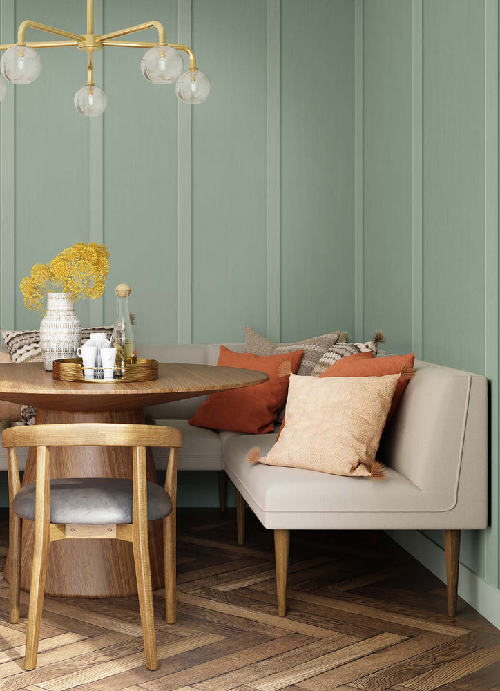 Board and batten peel and stick wallpaper dining room NW45204 from NextWall