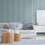 Board and batten peel and stick wallpaper living room NW45212 from NextWall