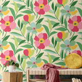 Floral peel and stick wallpaper living room NW45301 from NextWall