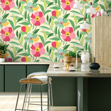 Floral peel and stick wallpaper kitchen NW45301 from NextWall