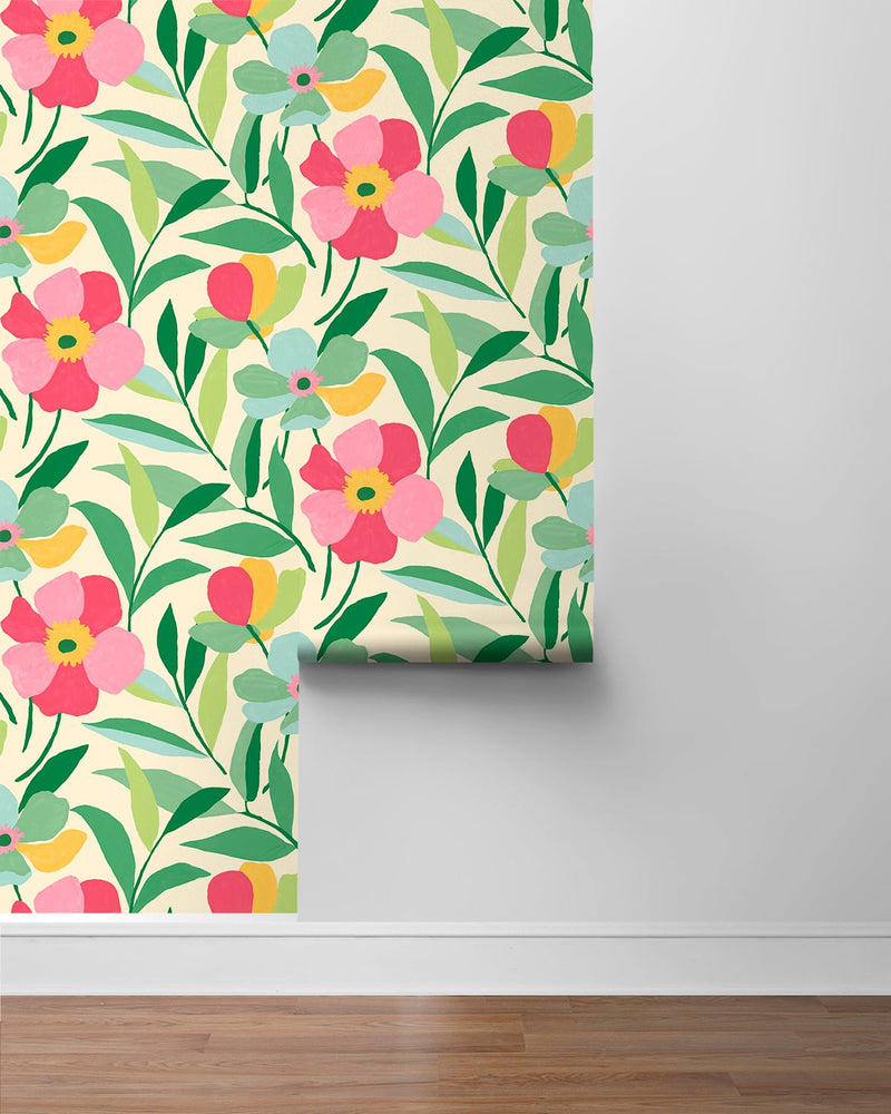Floral peel and stick wallpaper roll NW45301 from NextWall