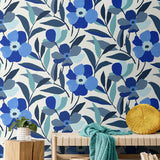 Floral peel and stick wallpaper living room NW45302 from NextWall