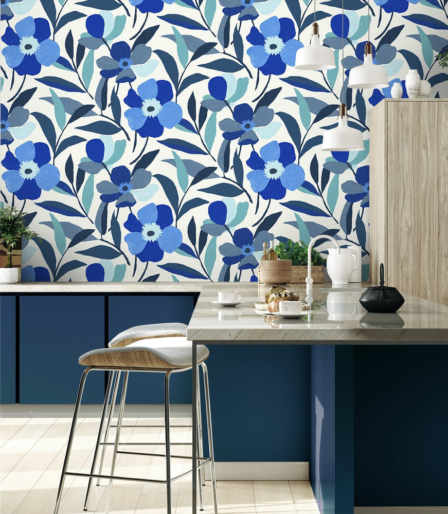 Floral peel and stick wallpaper kitchen NW45302 from NextWall
