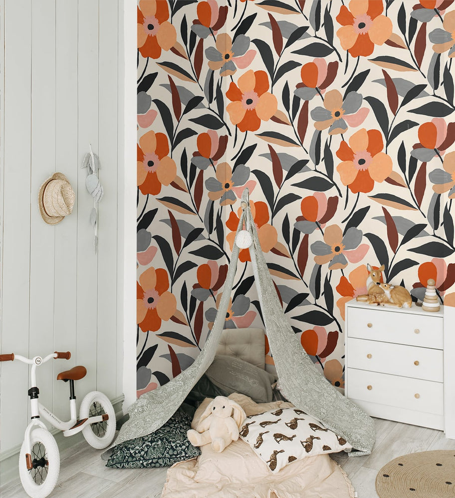 Floral peel and stick wallpaper nursery NW45306 from NextWall