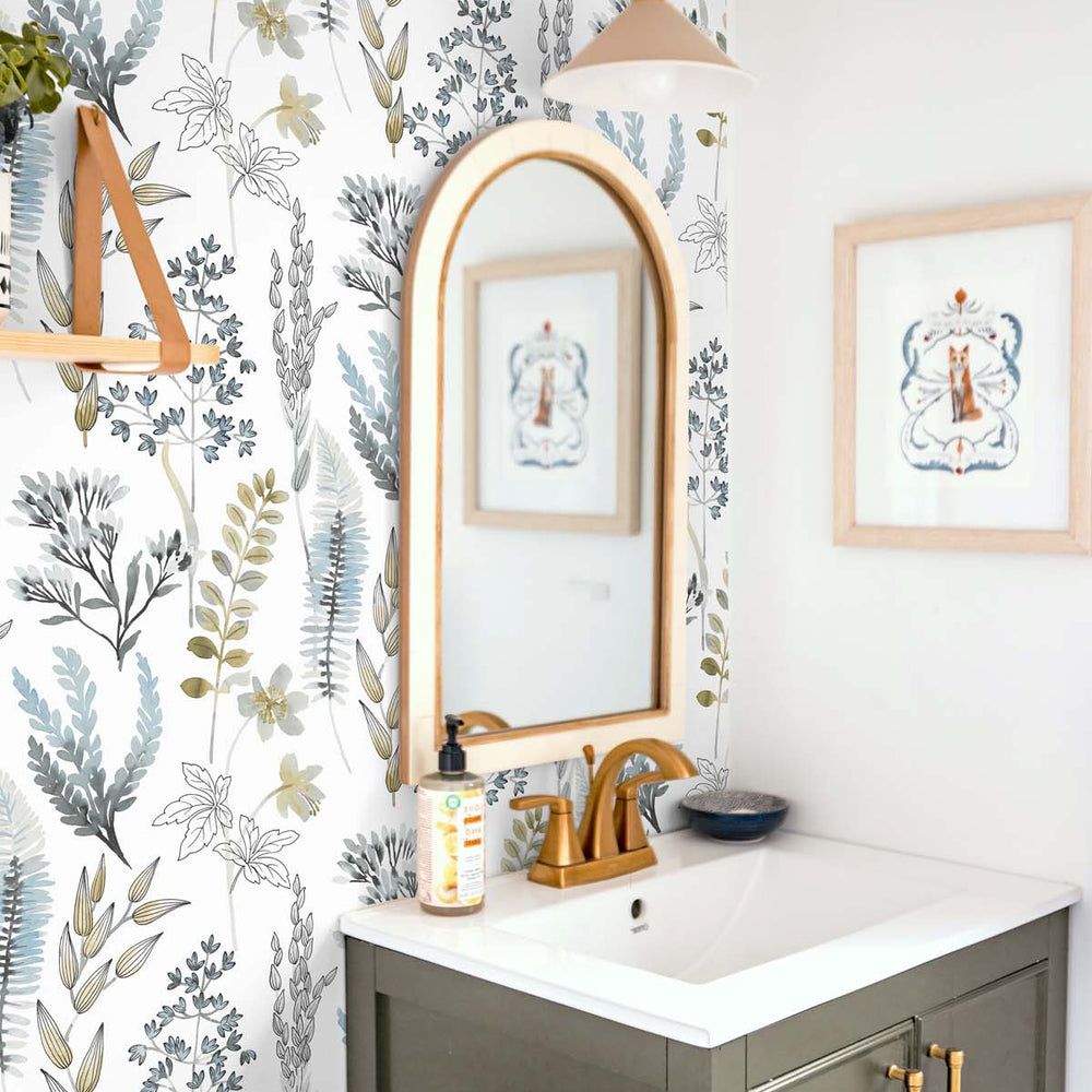 
                  
                    Botanical peel and stick wallpaper bathroom NW45404 from NextWall
                  
                