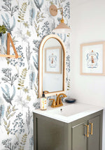 Botanical peel and stick wallpaper bathroom NW45404 from NextWall