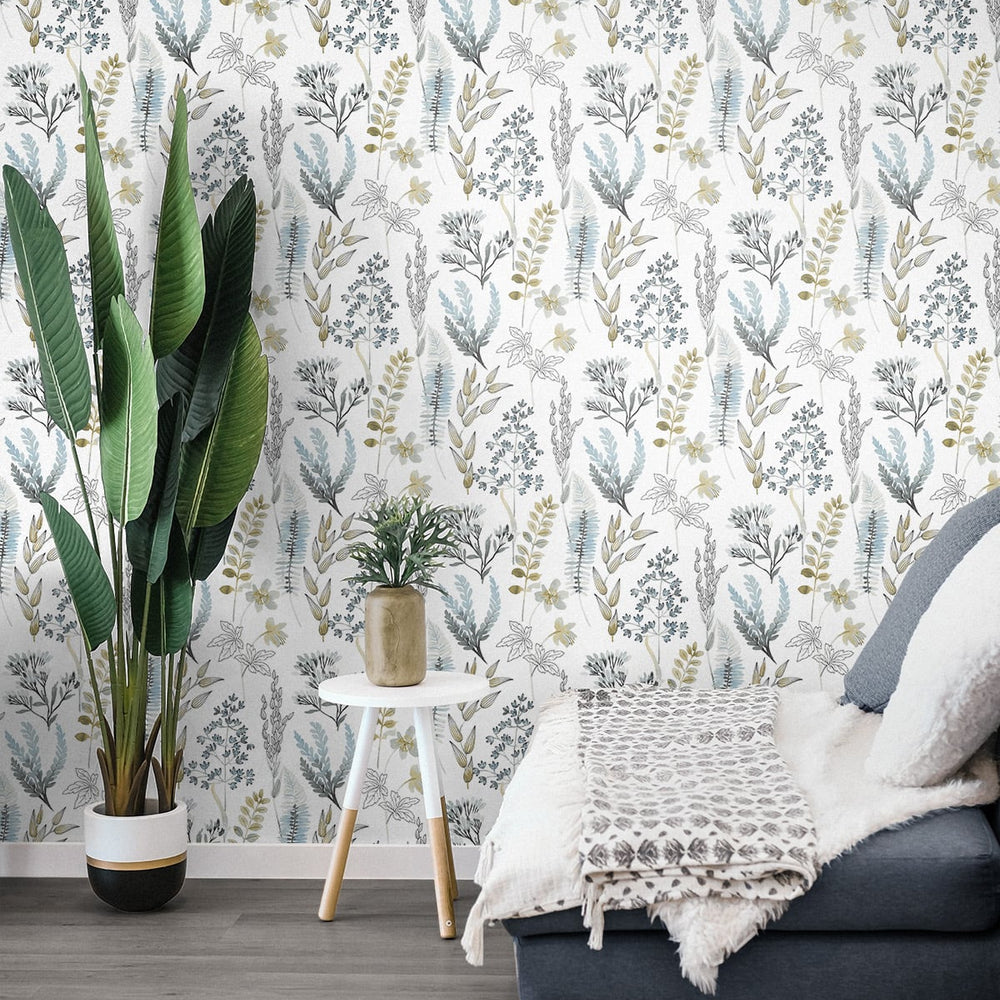 
                  
                    Botanical peel and stick wallpaper living room NW45404 from NextWall
                  
                