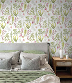 Botanical peel and stick wallpaper bedroom NW45407 from NextWall