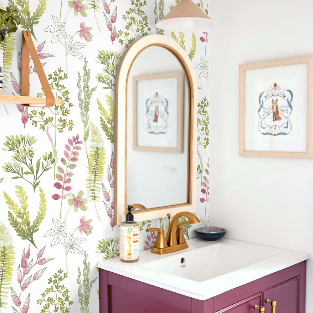 
                  
                    Botanical peel and stick wallpaper bathroom NW45407 from NextWall
                  
                