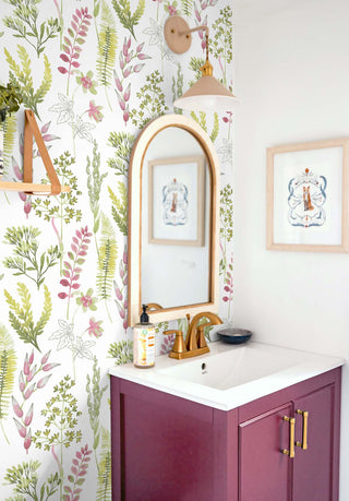 Botanical peel and stick wallpaper bathroom NW45407 from NextWall