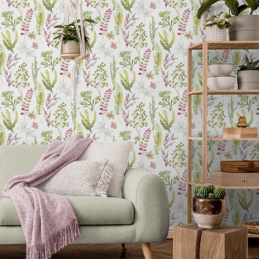 
                  
                    Botanical peel and stick wallpaper living room NW45407 from NextWall
                  
                