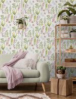 Botanical peel and stick wallpaper living room NW45407 from NextWall