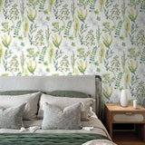 Botanical peel and stick wallpaper bedroom NW45412 from NextWall