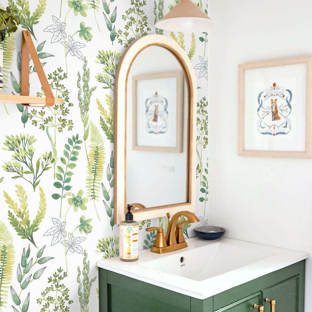 
                  
                    Botanical peel and stick wallpaper bathroom NW45412 from NextWall
                  
                