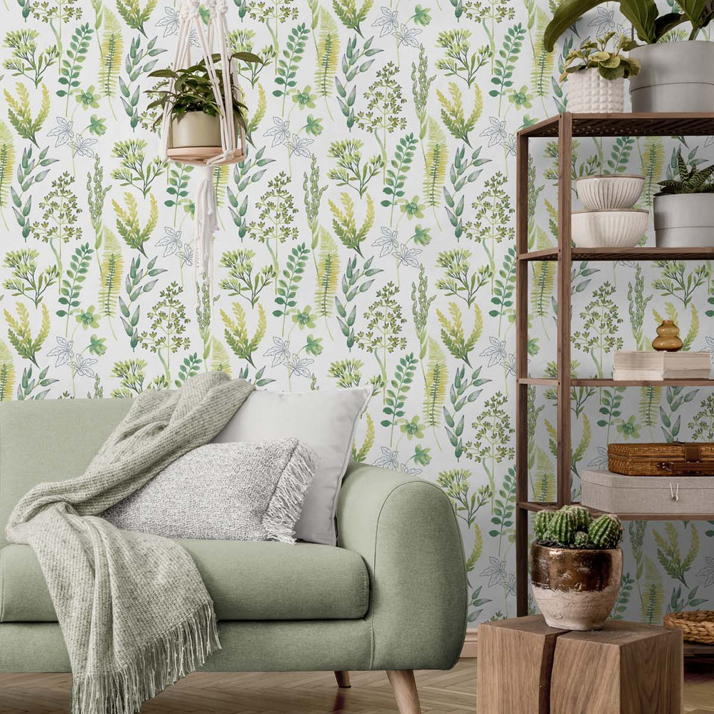 
                  
                    Botanical peel and stick wallpaper living room NW45412 from NextWall
                  
                