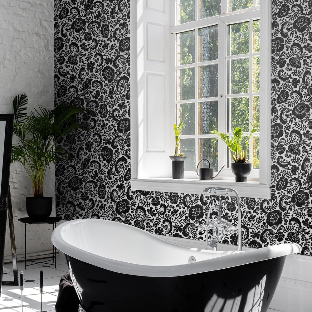 
                  
                    Paisley peel and stick wallpaper bathroom NW45500 from NextWall
                  
                